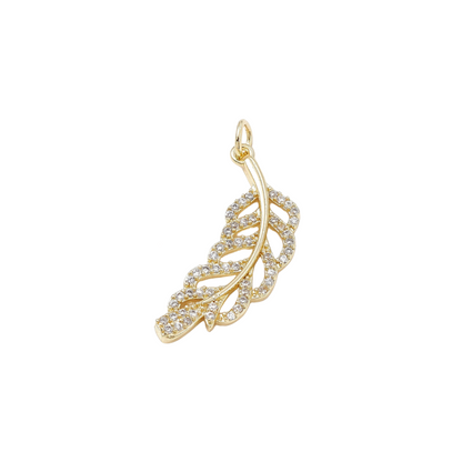 Front of the Gold Cubic Zirconia Tropical Leaves Charm
