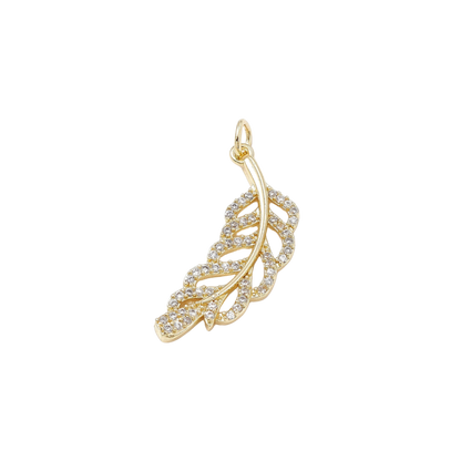Transparent view of the Gold Cubic Zirconia Tropical Leaves Charm
