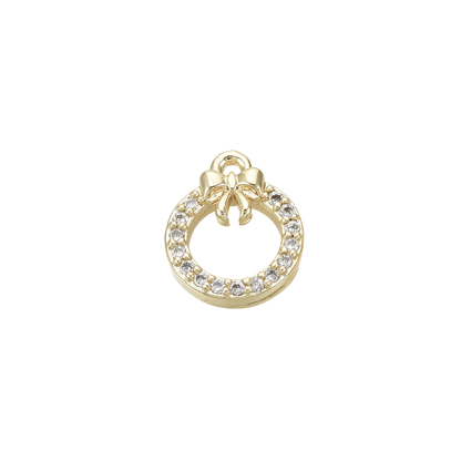 Front of the Gold Cubic Zirconia Christmas Wreath Charm