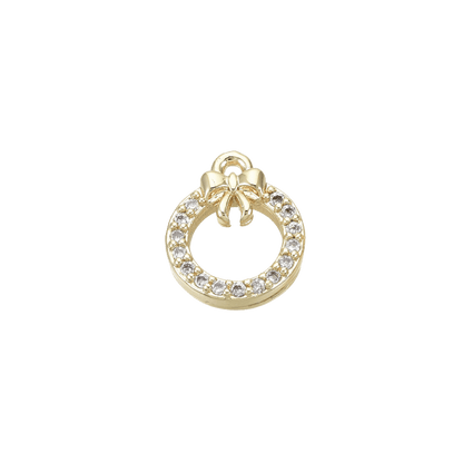 Transparent view of the Gold Cubic Zirconia Christmas Wreath Charm