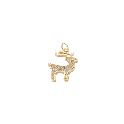 Transparent view of the Gold Cubic Zirconia Reindeer Charm
