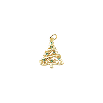 Front of the Gold Evergreen Christmas Tree Charm