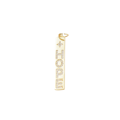Gold Micro Pave "Hope" Bar Charm