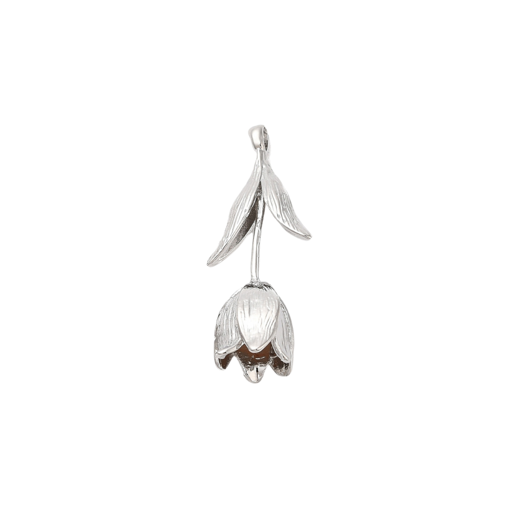 Silver Etched Tulip Charm