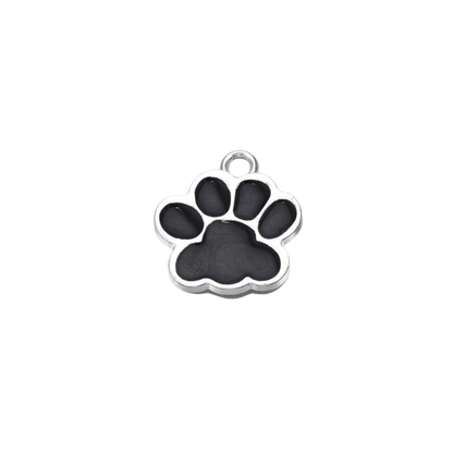Transparent view of the Silver & Black Puppy Paw Print Charm