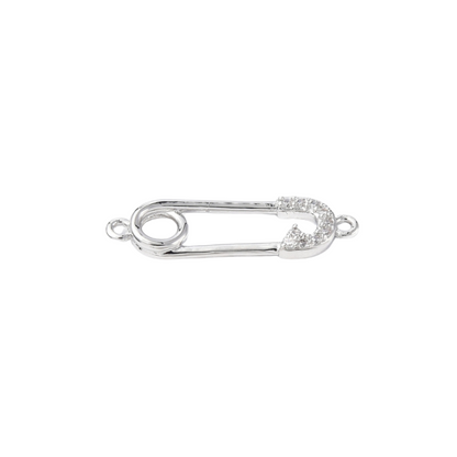 Front view of the Silver Cubic Zirconia Mini Paperclip Charm