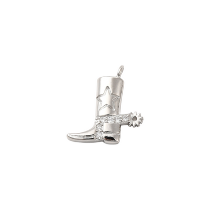Front of the Silver Western Cowgirl Boot Charm