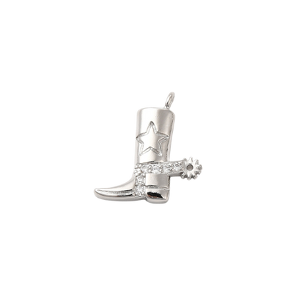 Transparent view of the Silver Western Cowgirl Boot Charm