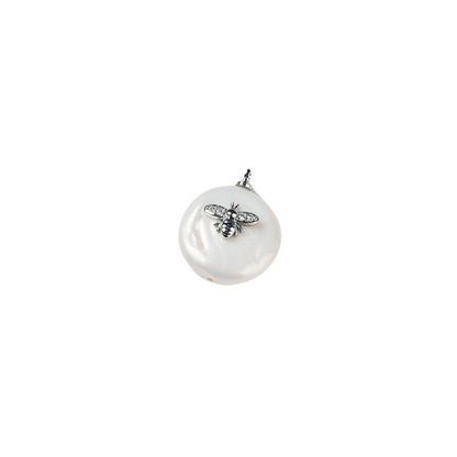 Silver Freshwater Pearl Bee Charm