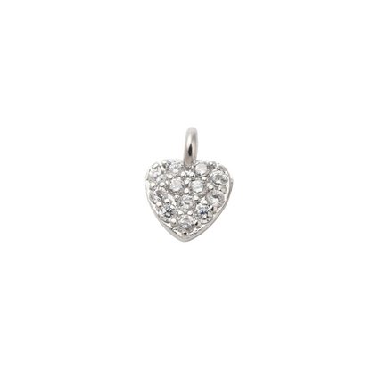 Silver Crystal Heart Charm