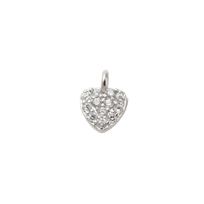Silver Crystal Heart Charm