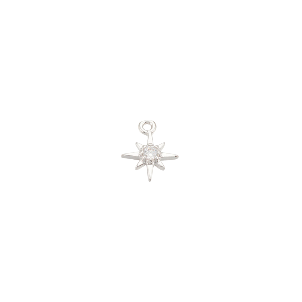 Silver Morning Star Cubic Zirconia Charm