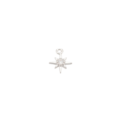 Silver Morning Star Cubic Zirconia Charm