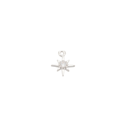 Silver Morning Star Cubic Zirconia Charm