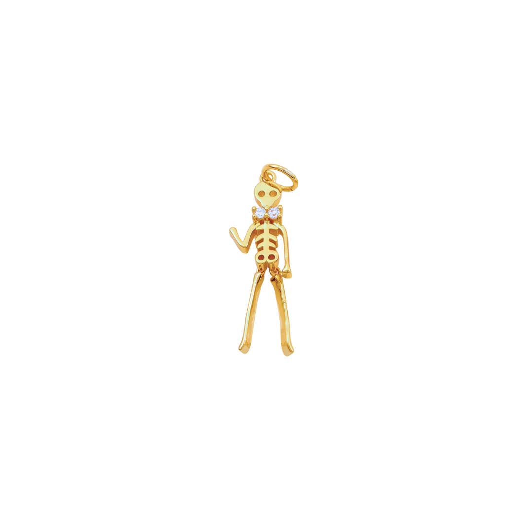 Gold Dangly Bowtie Skeleton Charm