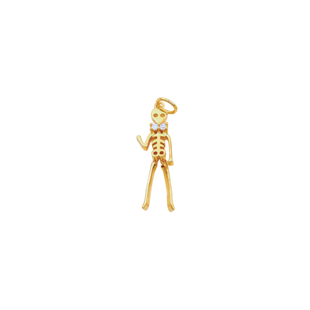 Gold Dangly Bowtie Skeleton Charm