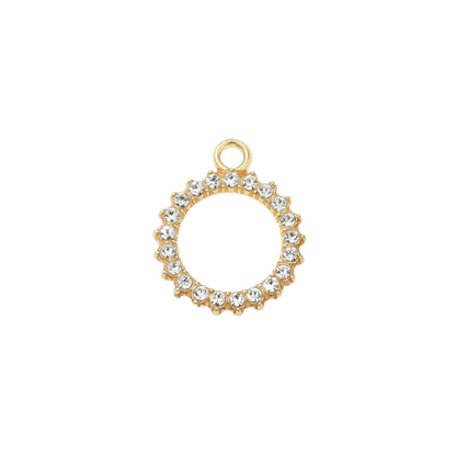 Gold Crystal Open Circle Charm