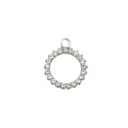 Silver Crystal Open Circle Charm