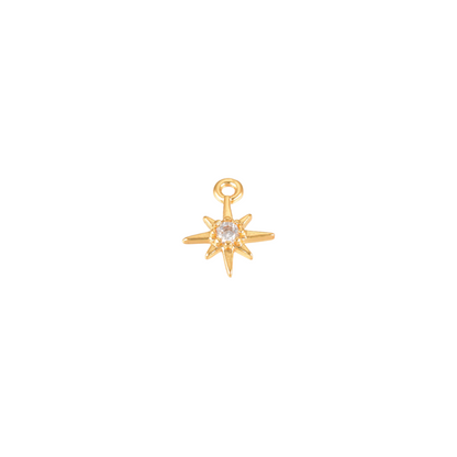 Gold Morning Star Cubic Zirconia Charm