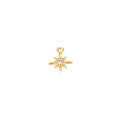 Gold Morning Star Cubic Zirconia Charm