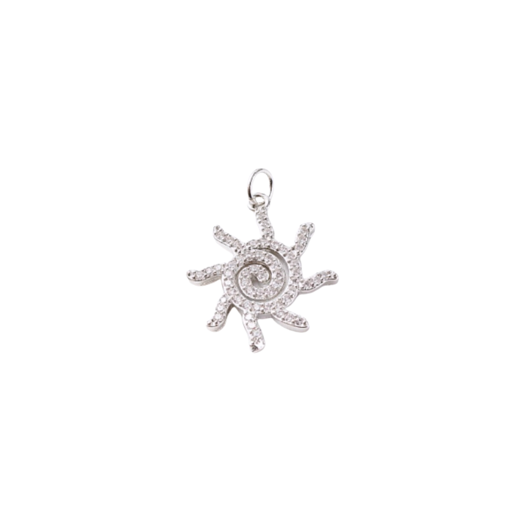 Silver Swirly Sun Charm