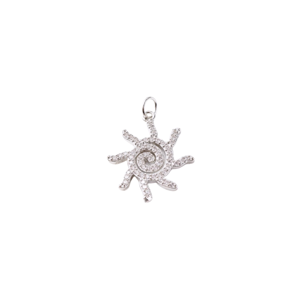 Silver Swirly Sun Charm