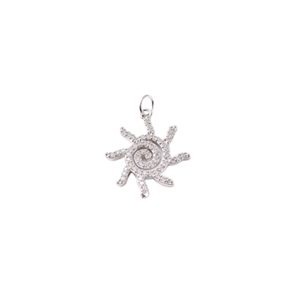 Silver Swirly Sun Charm