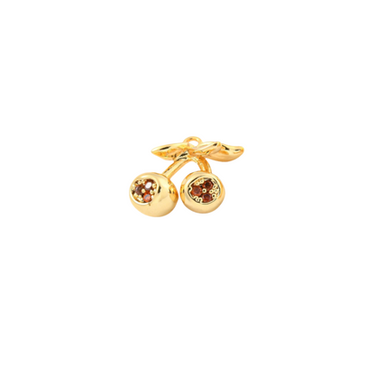 Gold Rhinestone Cherry Charm