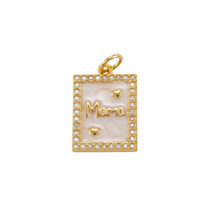 Gold Embellished Rectangular Mama Charm