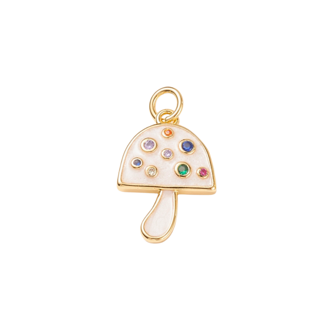 Gold & Pearlescent Embellished Mushroom Charm