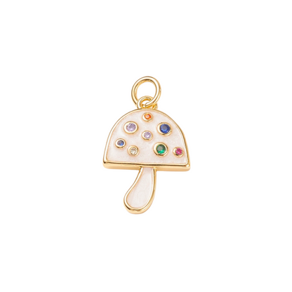 Gold & Pearlescent Embellished Mushroom Charm