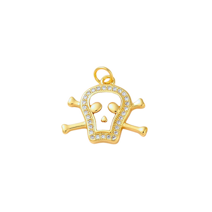 Gold and Pearlescent Embellished Skull Charm