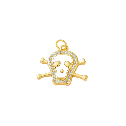 Gold and Pearlescent Embellished Skull Charm