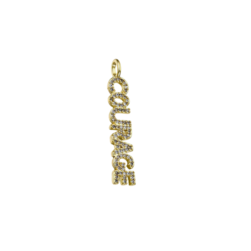 Gold Pave "Courage" Bar Charm