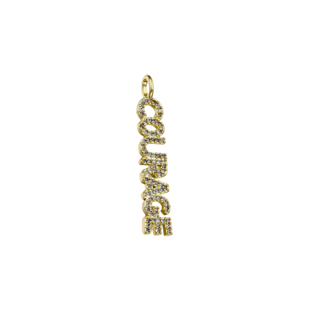 Gold Pave "Courage" Bar Charm