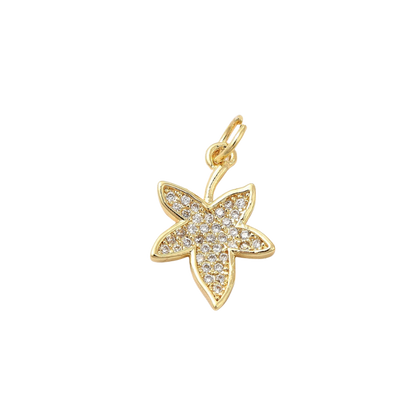 Gold Inlaid Autumn Leaf Charm