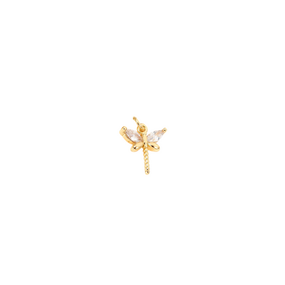 Front view of the Gold Dragonfly with Cubic Zirconia Charm