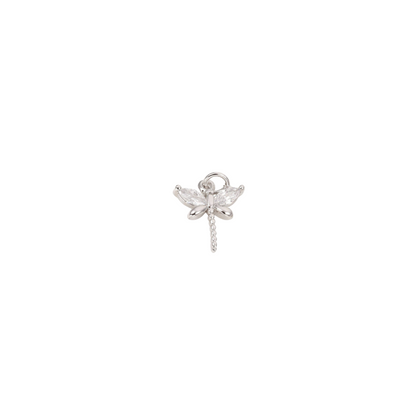 Front view of the Silver Dragonfly with Cubic Zirconia Charm