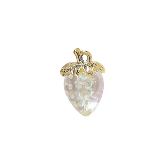 Front view of the Gold Clear Strawberry Charm