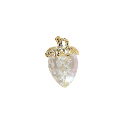 Transparent view of the Gold Clear Strawberry Charm