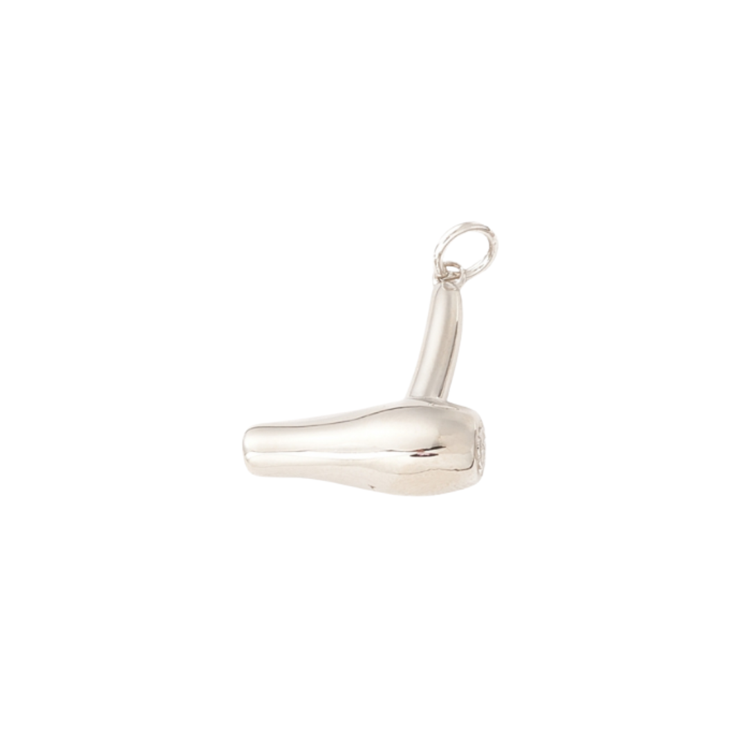Back view of the Silver Blowdryer Charm