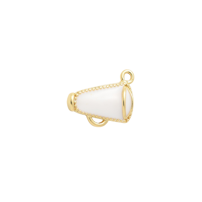 Transparent view of the Gold White Cheer Megaphone Charm