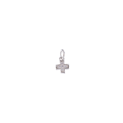 Transparent view of the Silver Tiny Cross with Cubic Zirconia Charm