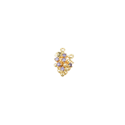 Transparent view of the Gold Grape with Slate Blue Cubic Zirconia Charm