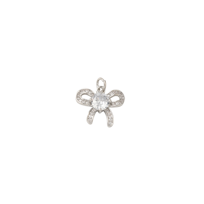 Transparent view of the Silver Dazzle Bowknot with Cubic Zirconia Center Charm