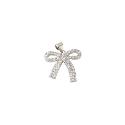 Transparent view of the Silver Sparkle Cubic Zirconia Bowknot
