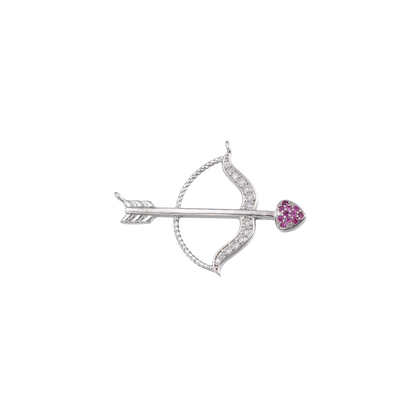 Transparent view of the Silver Cupid Bow & Arrow with Cubic Zirconia Charm