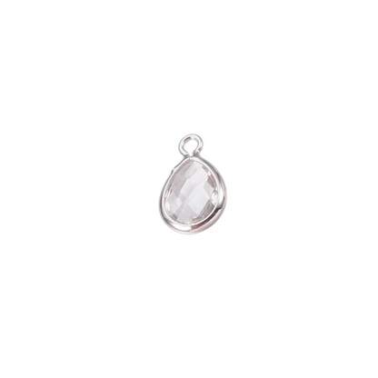 Transparent view of the Silver Framed Clear Teardrop Charm