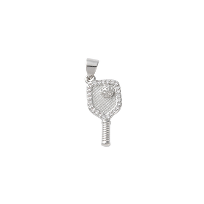 Transparent view of the Silver Cubic Zirconia Pickleball Charm