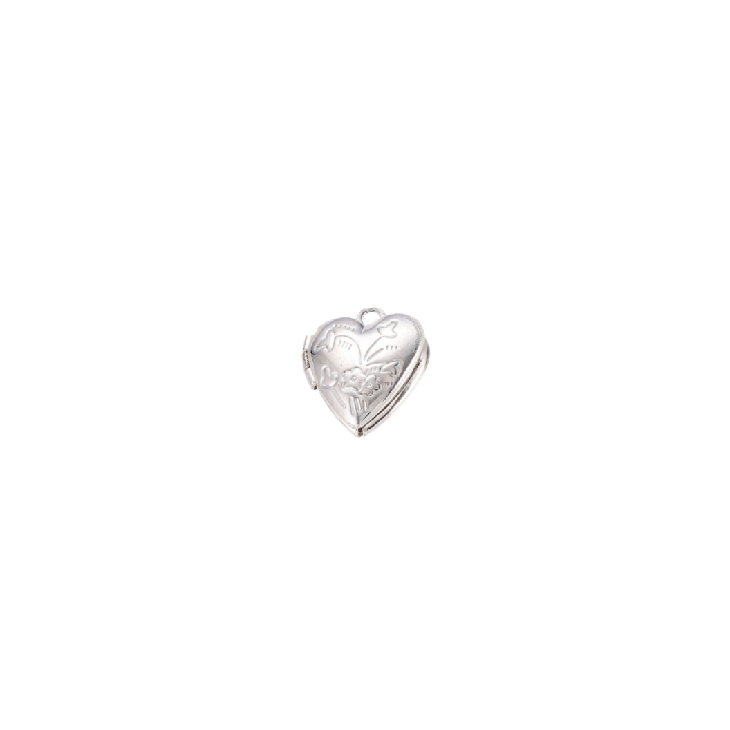 Silver Vintage Heart Locket Charm